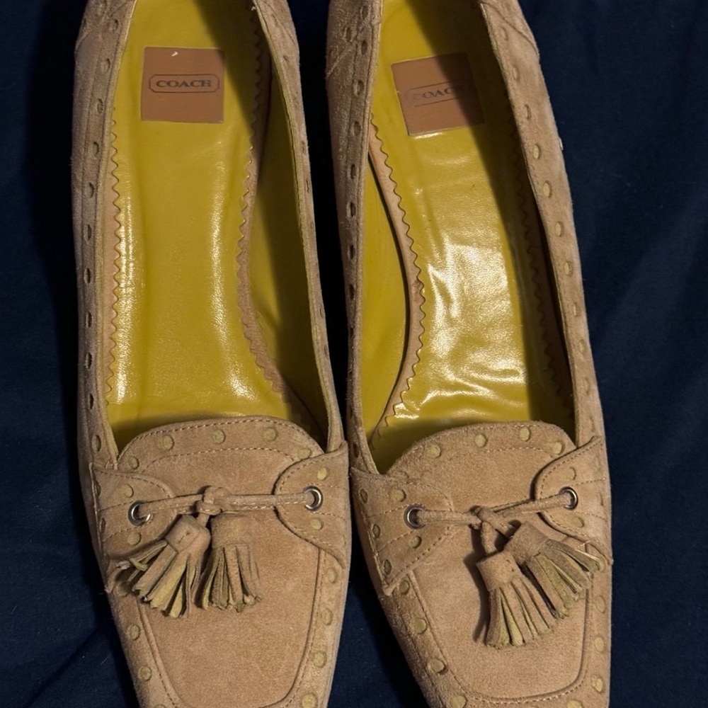 Coach Women's camel/neon Tassel Loafers